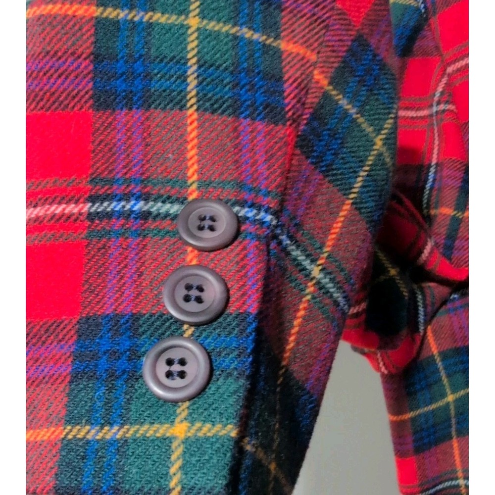 Vintage 1970s–80s Pendleton Red Tartan Plaid 100% Virgin Wool Blazer Size 14 USA - Picture 7 of 9